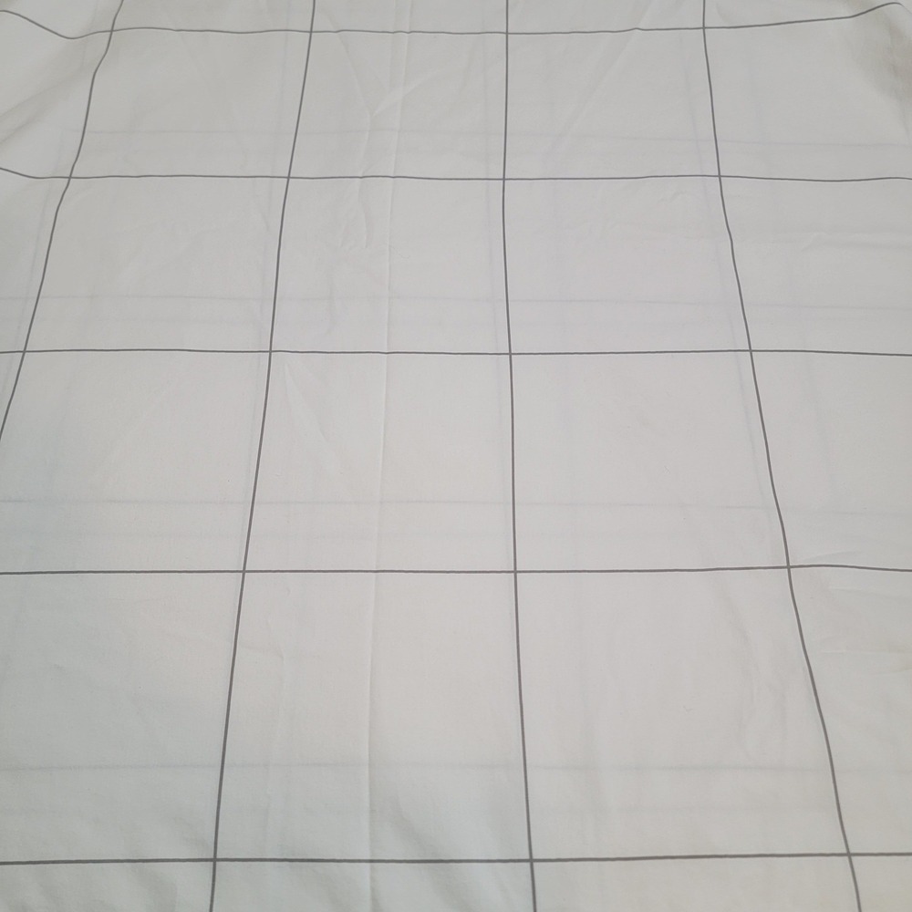 Brooklinen Queen Duvet Cover White Windowpane Grid 100% Cotton Oeko-Tex
